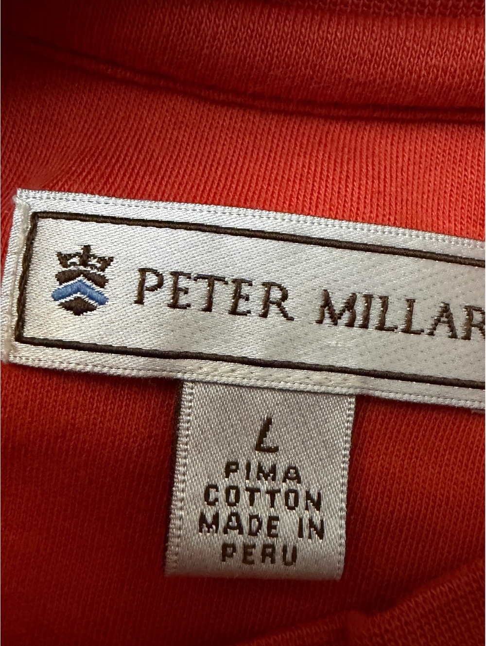 Peter Millar Men's Long Sleeve Pima Cotton Shirt Size L Orange